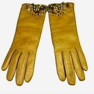 Elegant Gold Embellished Women's Gloves